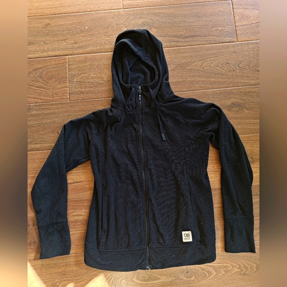Outdoor Research Waffle Fleece Xs Black Hooded Jacket